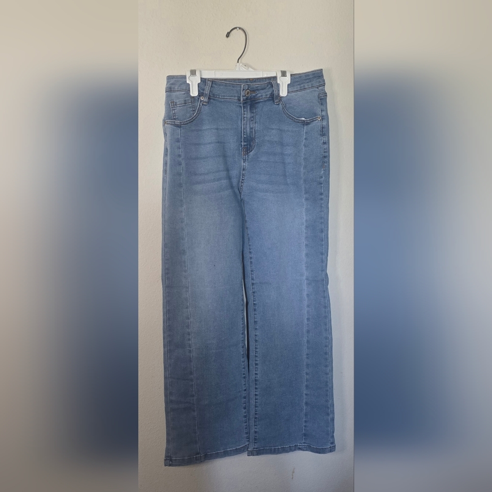 Très Chic Wide Leg Light Wash Jeans High Rise Straight Wide Leg Y2K New XL